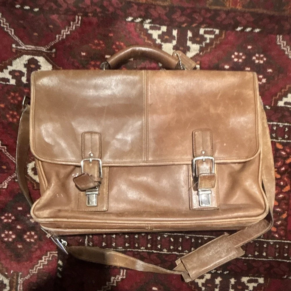 Vintage COACH Thompson Brown Glove Tanned Leather Executive Briefcase Bag F06455